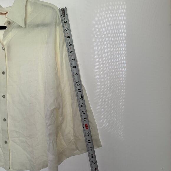 NWT Eberjey Linen Blend Off White Relaxed Button Down Pajama Top Small - Picture 7 of 8